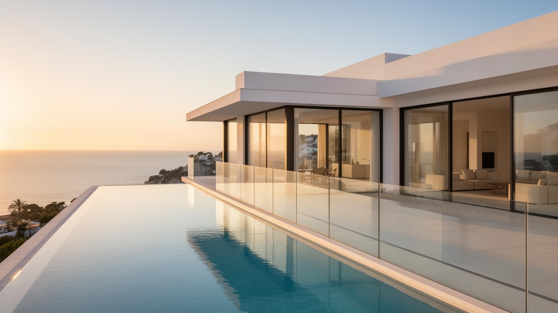 Modern villa with glass facade on the Costa del Sol